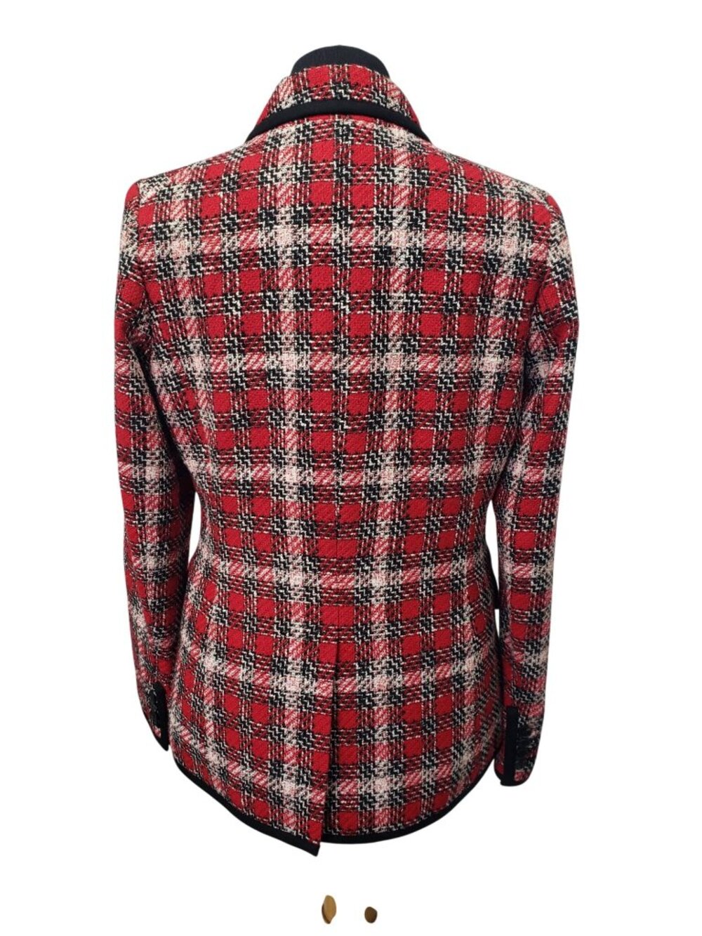 Veronica Beard Harriet Red Black Tweed Double Breasted Dickey Blazer Jacket 4 - Picture 5 of 16
